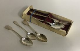 A two piece silver christening set together with o