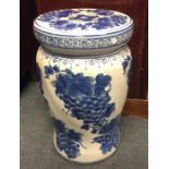 A large 20th Century Chinese blue and white seat d