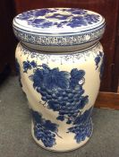 A large 20th Century Chinese blue and white seat d