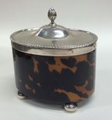 A good quality silver and tortoiseshell tea caddy