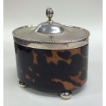 A good quality silver and tortoiseshell tea caddy