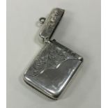 CHESTER: An engraved silver hinged top vesta case.
