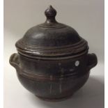 BLANOT: A French lidded stoneware pottery glazed p