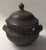 BLANOT: A French lidded stoneware pottery glazed p