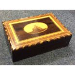 A Madeira inlaid sewing box with fitted interior.