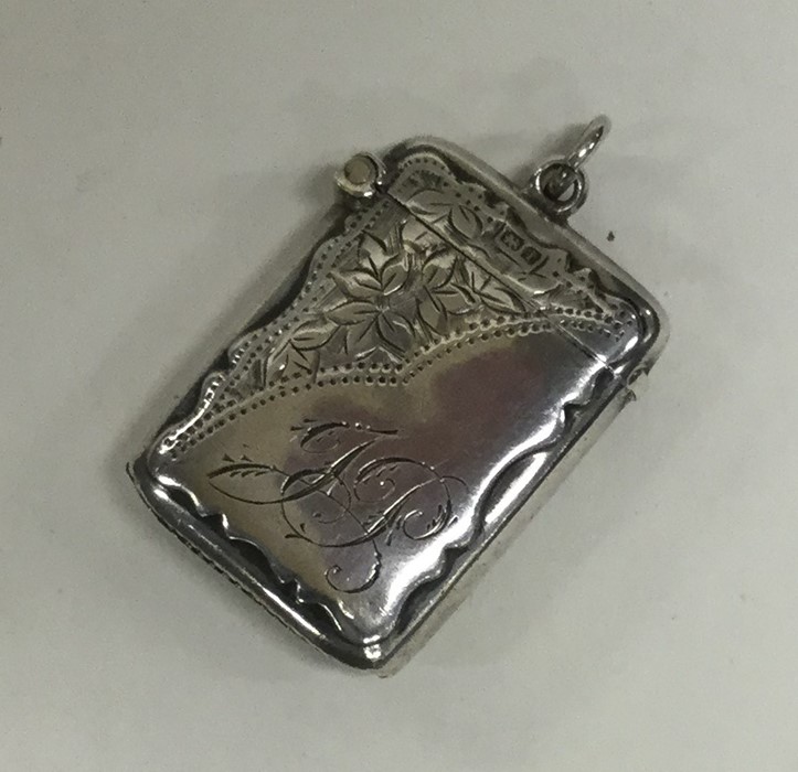 An Edwardian silver engraved vesta case. Birmingha - Image 2 of 2