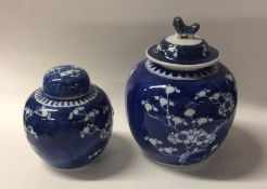 A pair of tapering Chinese blue and white ginger j