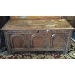 A large Georgian oak three panel coffer. Est. £100