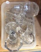 A box containing Antique cut glass decanter stoppe
