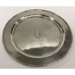 A Chinese silver circular salver with bamboo effec