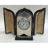 An attractive cased silver carriage clock. Birming