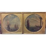 A pair of gilt framed marine oil paintings depicti