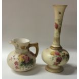 A Royal Worcester tall slender vase decorated with