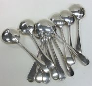 A set of twelve silver rat tail soup spoons. Londo