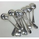 A set of twelve silver rat tail soup spoons. Londo