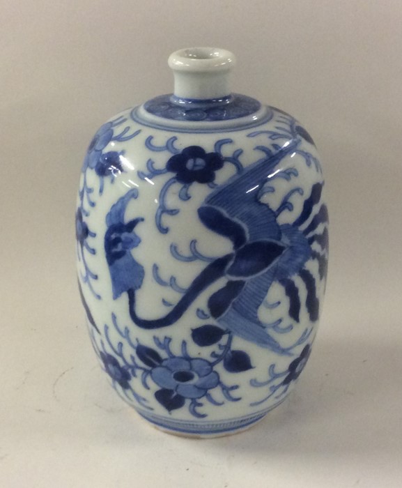 A Chinese blue and white bottle shaped vase decora