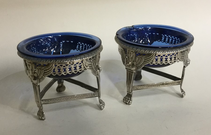 A pair of French silver salts decorated with pierc - Image 2 of 2