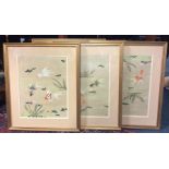 A set of five Chinese silk pictures decorated with