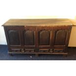 A large heavy coffer / mule chest with two drawers