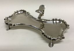 A good George III silver snuffer tray with sha