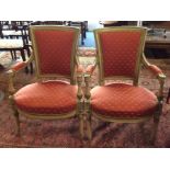 A pair of Continental painted armchairs on square