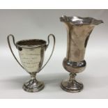 A silver mounted campana shaped vase together with