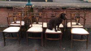 A good Victorian inlaid seven piece saloon suite a