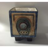 TROIKA: A typical 1970s pottery cube vase by Sue L