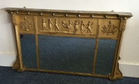 A stylish gilt over mantle mirror decorated with f