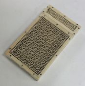 An unusual carved ivory card case with pierced dec