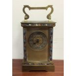 A brass mounted and cloisonné carriage clock with