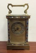 A brass mounted and cloisonné carriage clock with