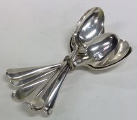 A set of eight silver rat tail large teaspoons. Lo