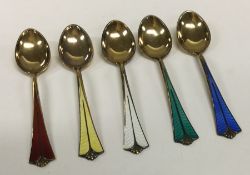 DAVID ANDERSEN: A set of five silver and enamelled