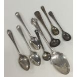 A bag containing silver salt spoons, cutlery etc.