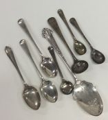 A bag containing silver salt spoons, cutlery etc.