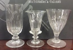 A Georgian tapering fluted wine glass of pedestal
