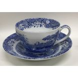 A large blue and white Spode cup and saucer. Est.