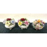 A group of three Minton floral table centres. Est.