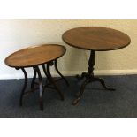 A small oak occasional table together with a mahog