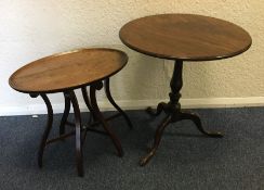 A small oak occasional table together with a mahog