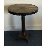 A Continental circular pedestal table, the top dec
