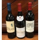 Three x 750 ml bottles of French red wines as foll