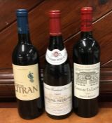 Three x 750 ml bottles of French red wines as foll
