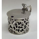 A good Victorian pierced silver mustard pot with e