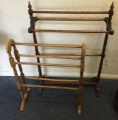 Two wooden Edwardian towel rails. Est. £10 - £20.