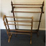 Two wooden Edwardian towel rails. Est. £10 - £20.