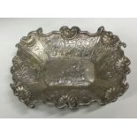 A heavy Russian silver rectangular tapering dish,