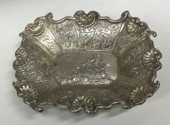 A heavy Russian silver rectangular tapering dish,