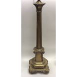 A good large Antique brass candlestick converted f